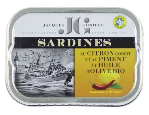 Σαρδέλες με ζαχαρωμένο λεμόνι, τσίλι σε βιολογικό ελαιόλαδο